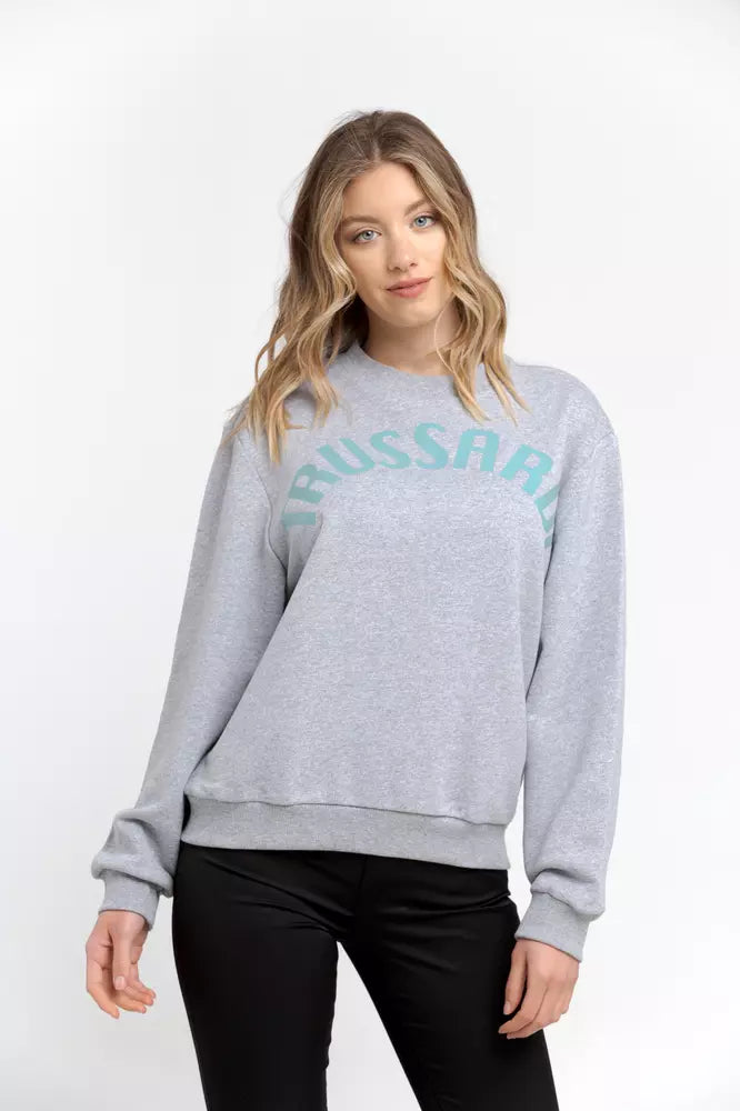 Trussardi Grauer Baumwollpullover für Frauen