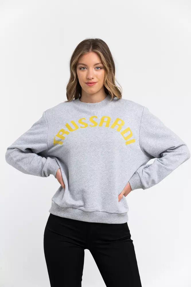 Trussardi Grauer Baumwollpullover für Frauen