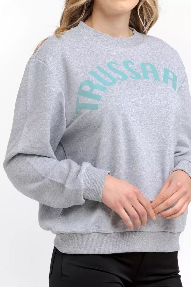 Trussardi Grauer Baumwollpullover für Frauen