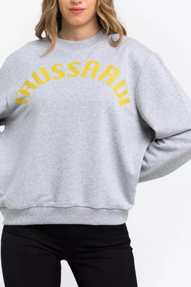 Trussardi Grauer Baumwollpullover für Frauen