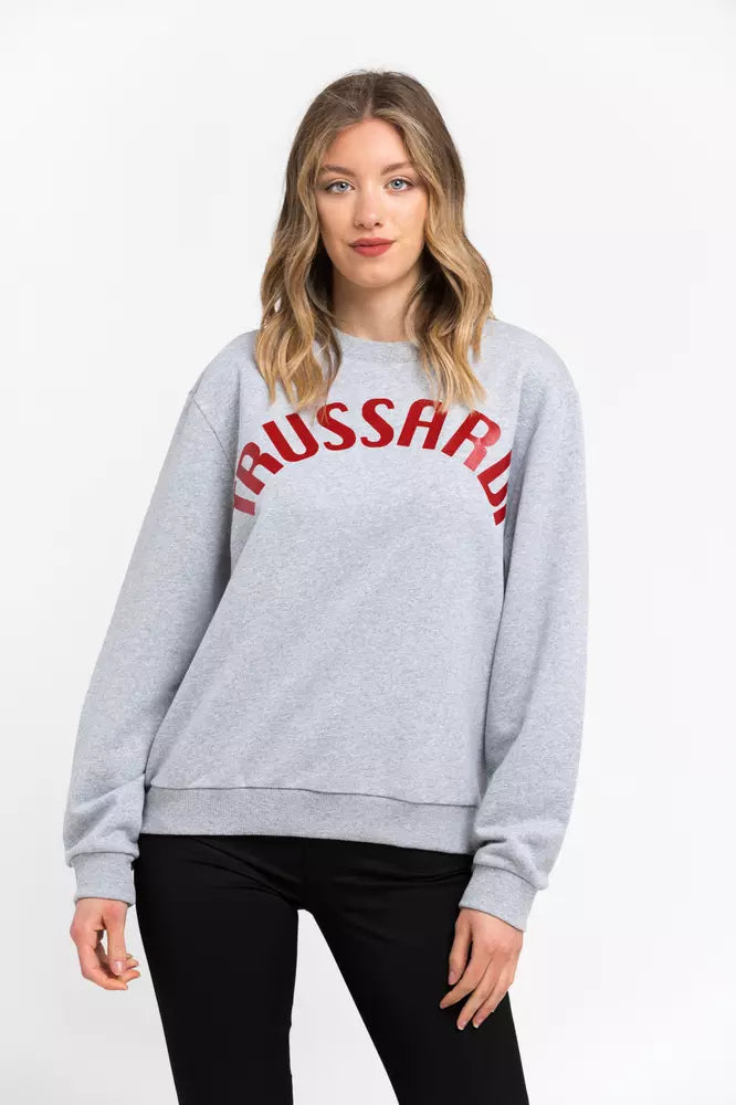 Trussardi Grauer Baumwollpullover für Frauen