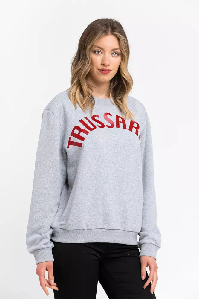 Trussardi Grauer Baumwollpullover für Frauen