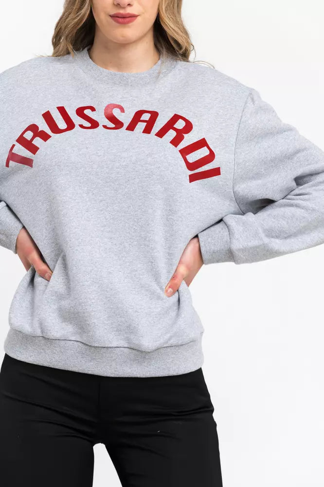 Trussardi Grauer Baumwollpullover für Frauen