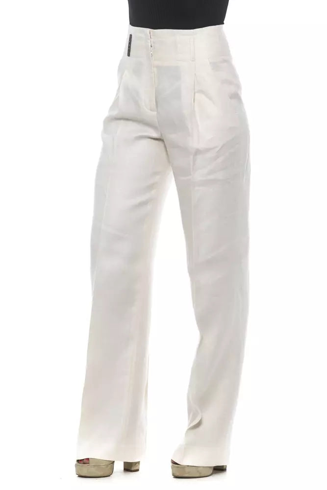 Peserico Elegant high-waisted linen palazzo pants