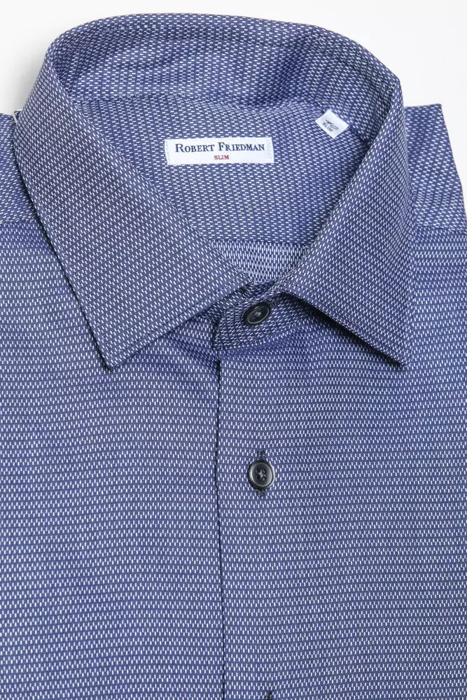 Robert Friedman Blue Cotton Shirt for Men