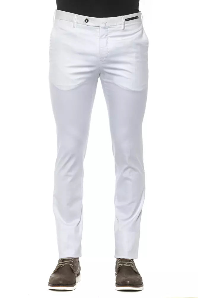 PT Torino White slim fit men's cotton trousers