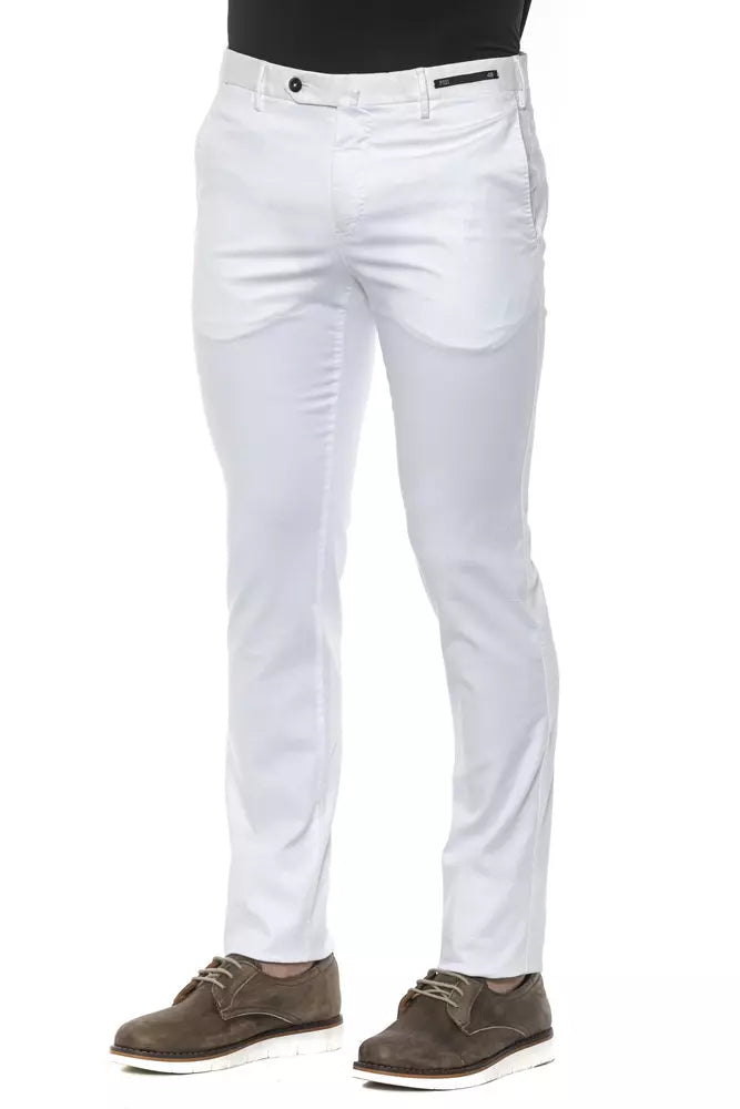 PT Torino White slim fit men's cotton trousers