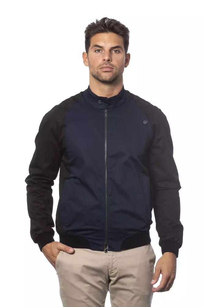 Verri Blue Cotton Bomber Jacket for Men