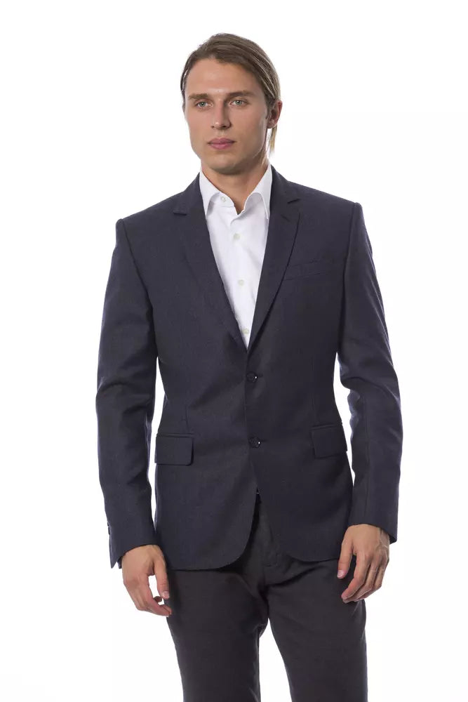 Verri Eleganter blauer einreihiger Blazer aus Wolle