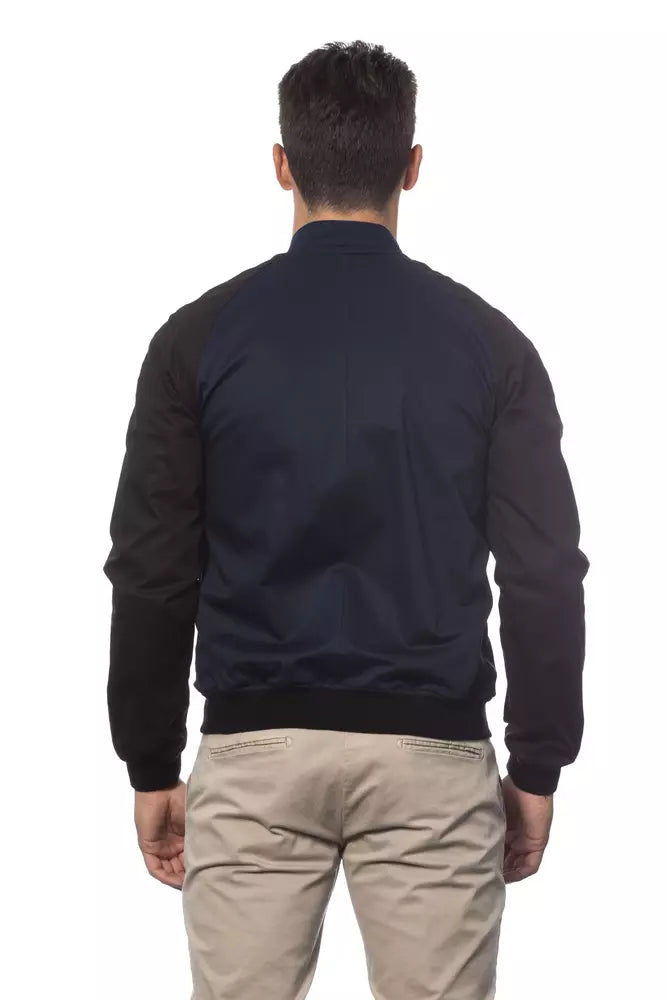 Verri Blue Cotton Bomber Jacket for Men