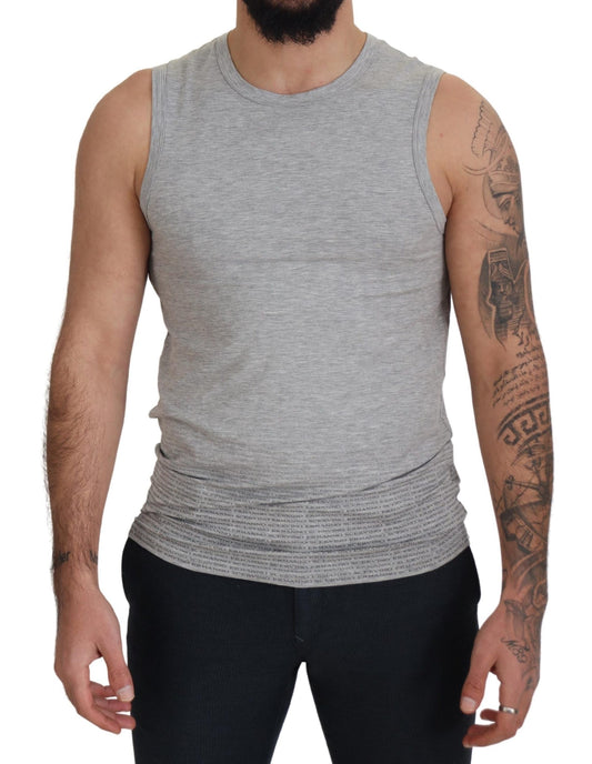 Ermanno Scervino Chic grey sleeveless T-shirt with round neck