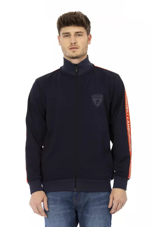 Automobili Lamborghini Blauer Polyester-Pullover für Männer mit Reißverschluss und Seitentaschen