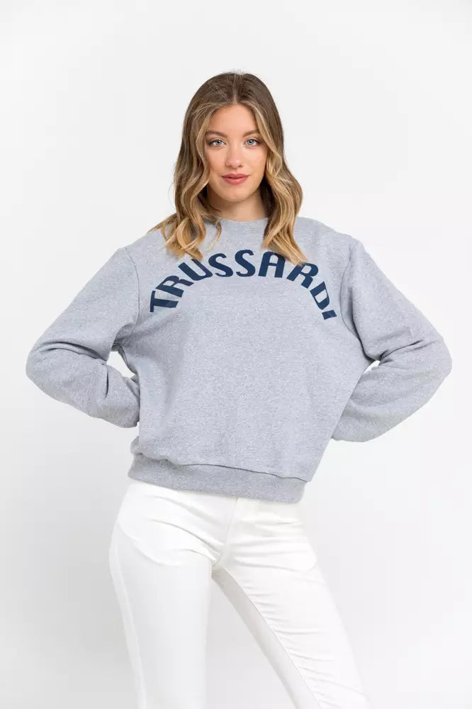 Trussardi Grauer Baumwollpullover für Frauen