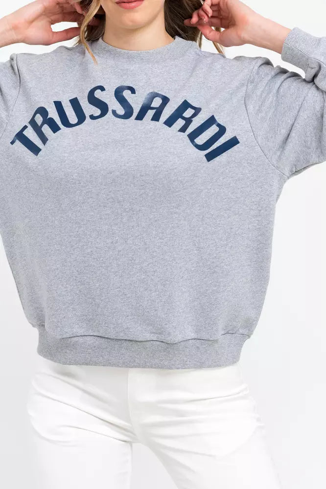 Trussardi Grauer Baumwollpullover für Frauen