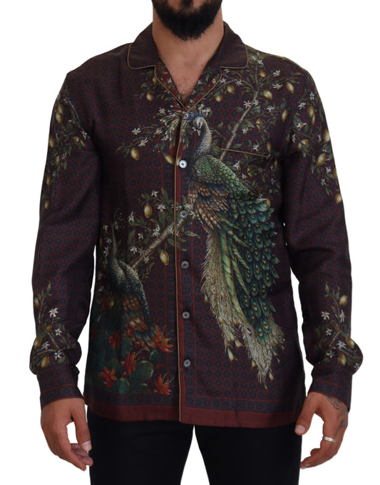 Dolce &amp; Gabbana Elegant Silk Satin Pajama Style Shirt for Men