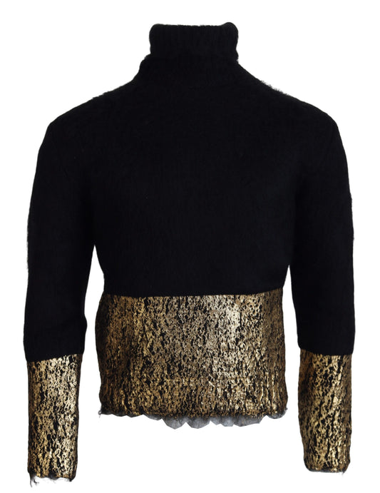 Dolce &amp; Gabbana Stunning black and gold crew neck sweater