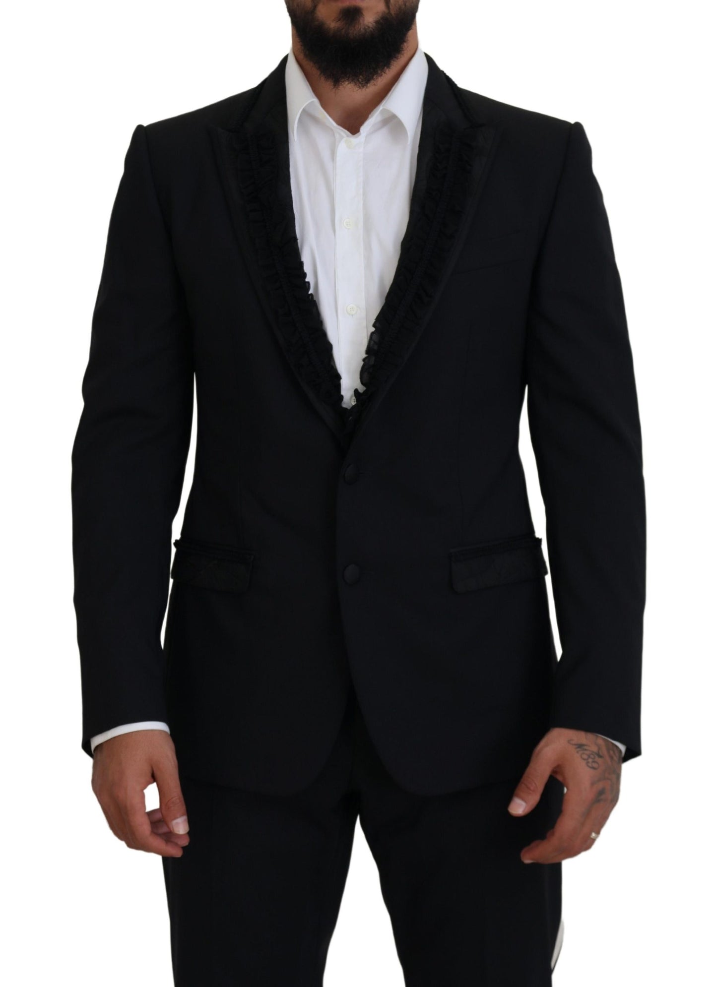 Dolce &amp; Gabbana Elegant black evening blazer with silk lining