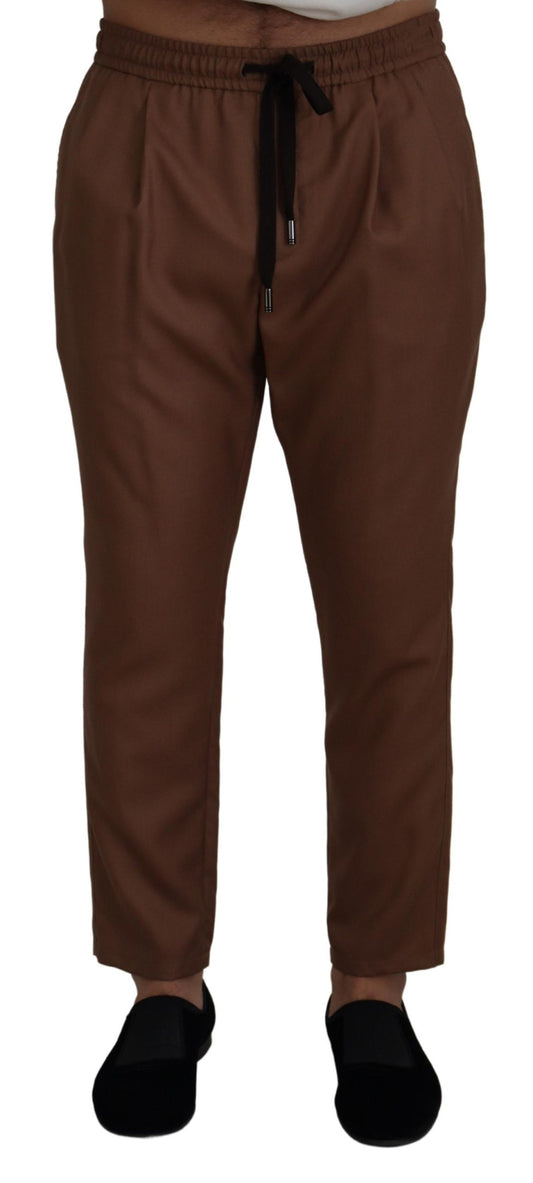 Dolce &amp; Gabbana Chic Brown Cashmere Silk Jogger Pants