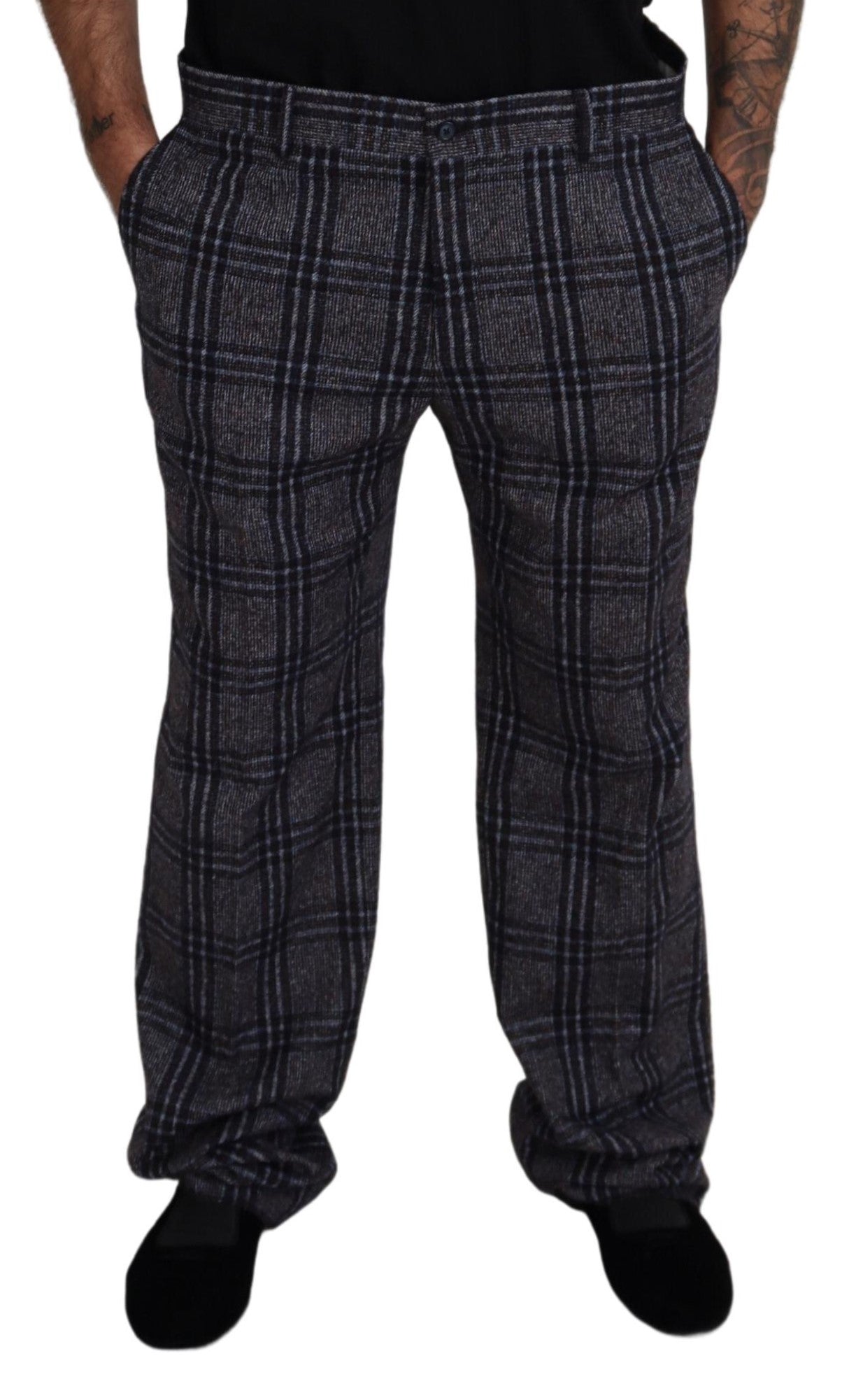 Dolce &amp; Gabbana Elegant grey checked alpaca blend trousers