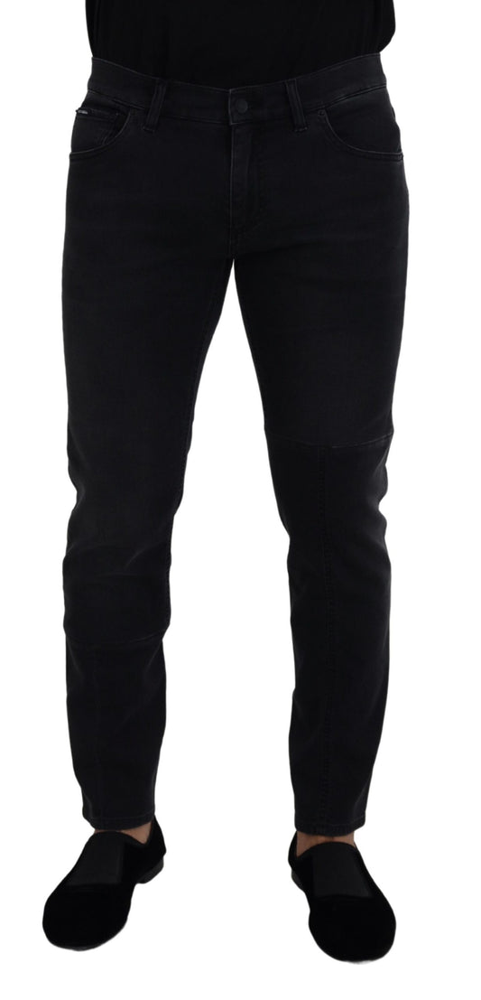 Dolce &amp; Gabbana Smooth black cotton blend denim trousers