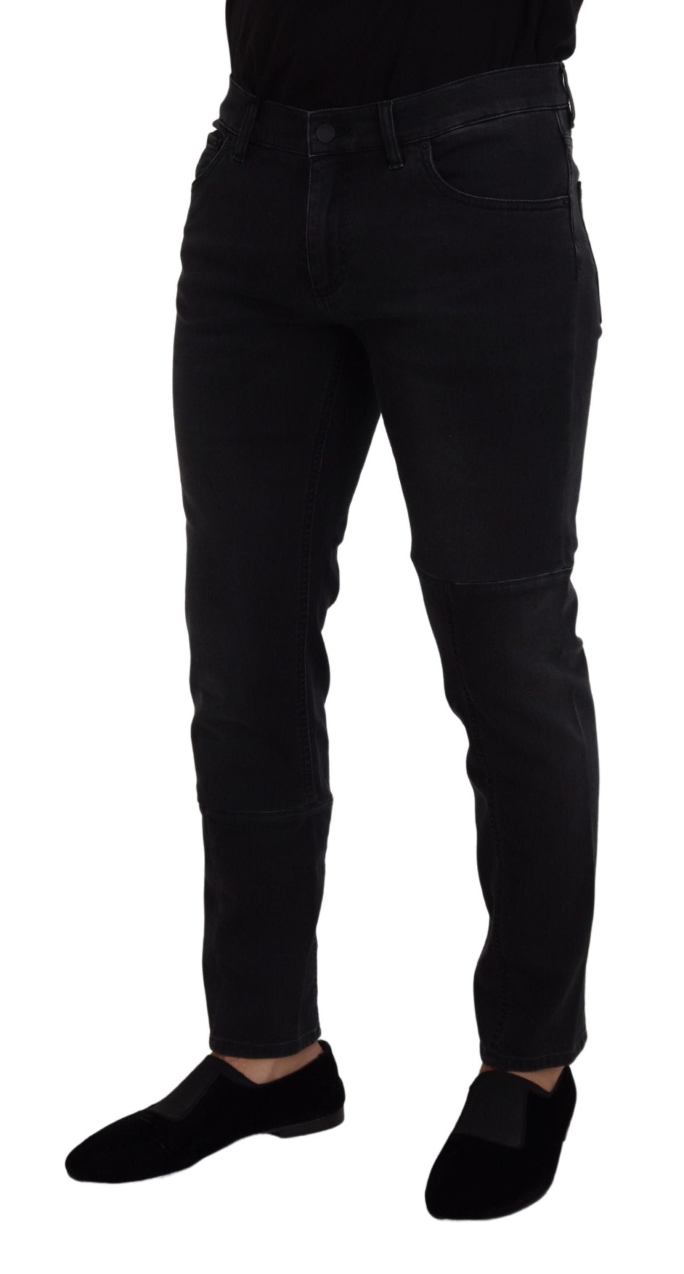 Dolce &amp; Gabbana Smooth black cotton blend denim trousers