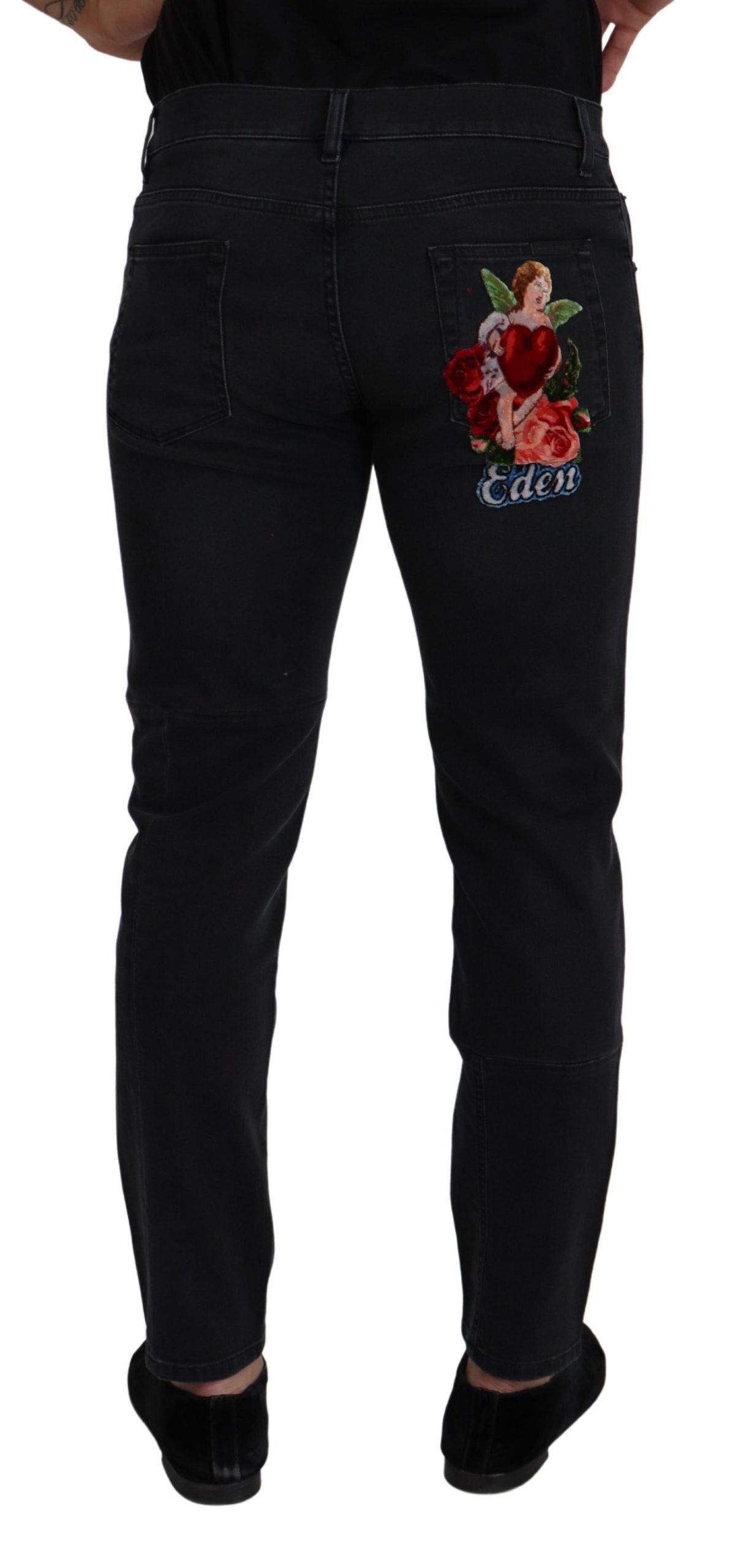 Dolce &amp; Gabbana Smooth black cotton blend denim trousers