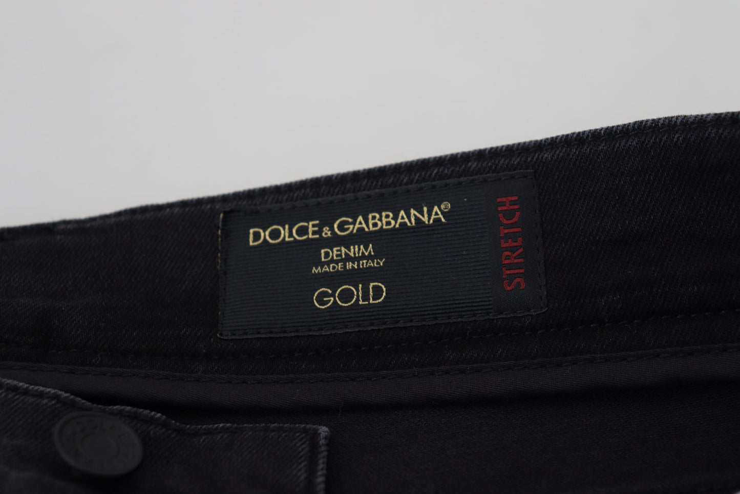 Dolce &amp; Gabbana Smooth black cotton blend denim trousers