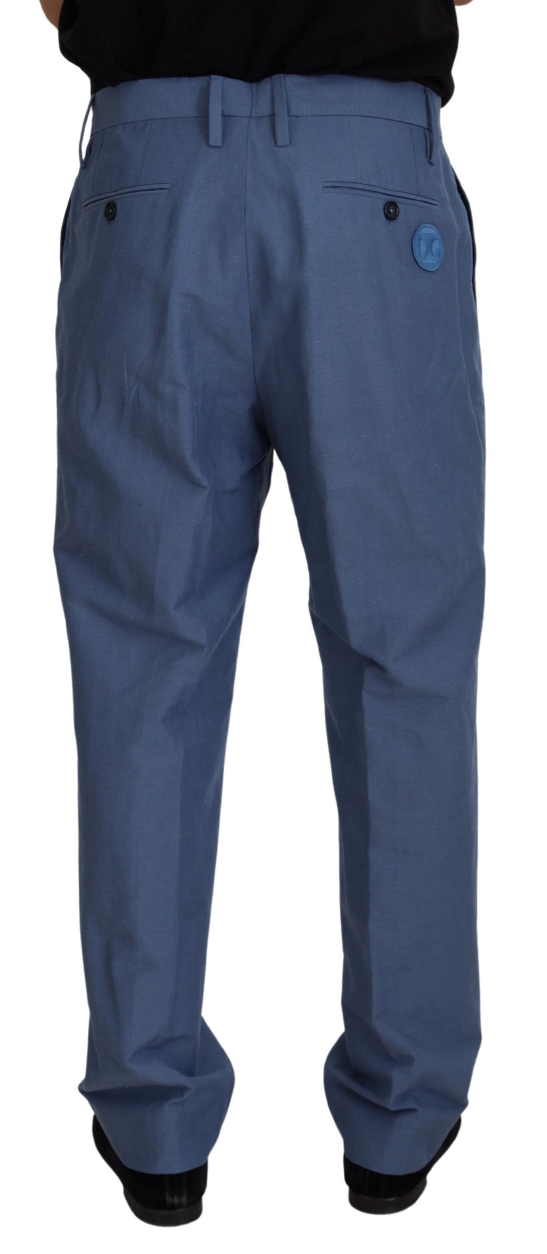 Dolce &amp; Gabbana Elegant blue trousers made of a linen-cotton blend