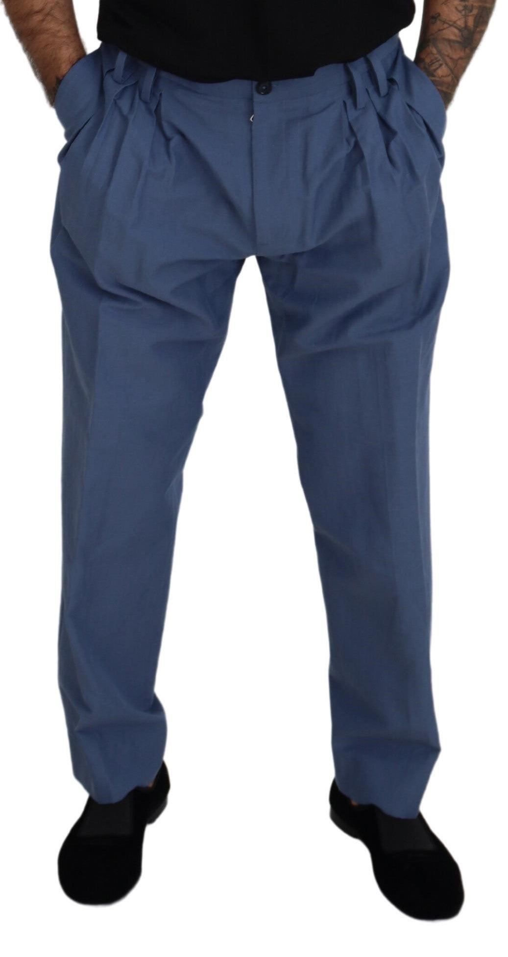 Dolce &amp; Gabbana Elegant blue trousers made of a linen-cotton blend