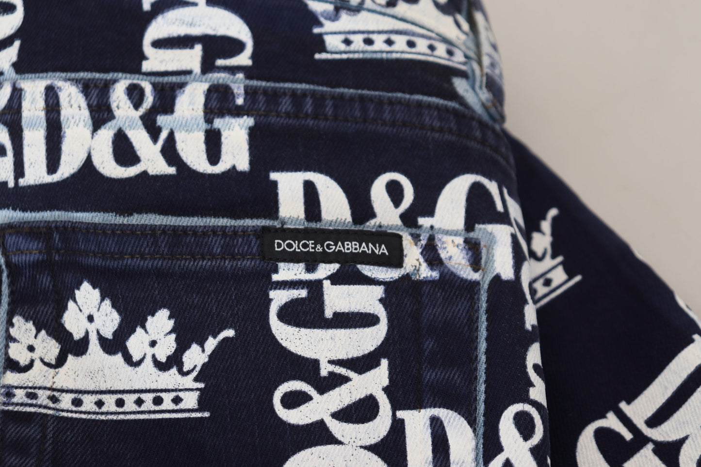 Dolce &amp; Gabbana Elegant denim trousers with crown print