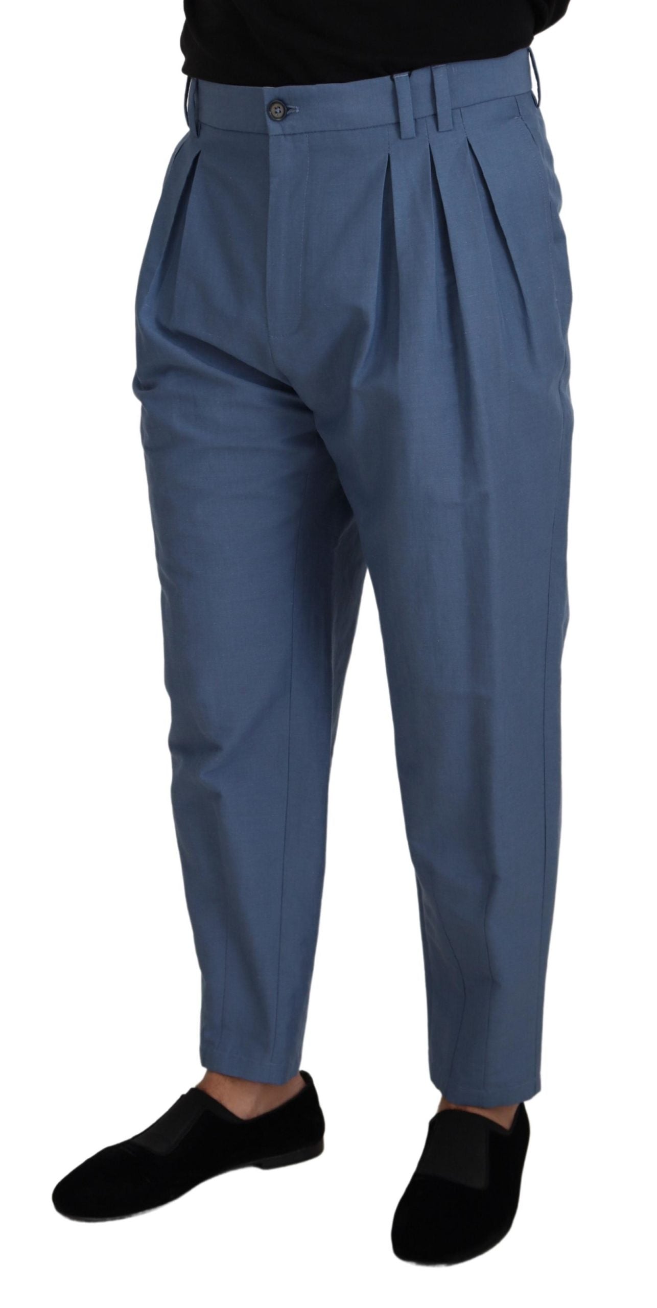 Dolce &amp; Gabbana Elegant blue linen-cotton trousers