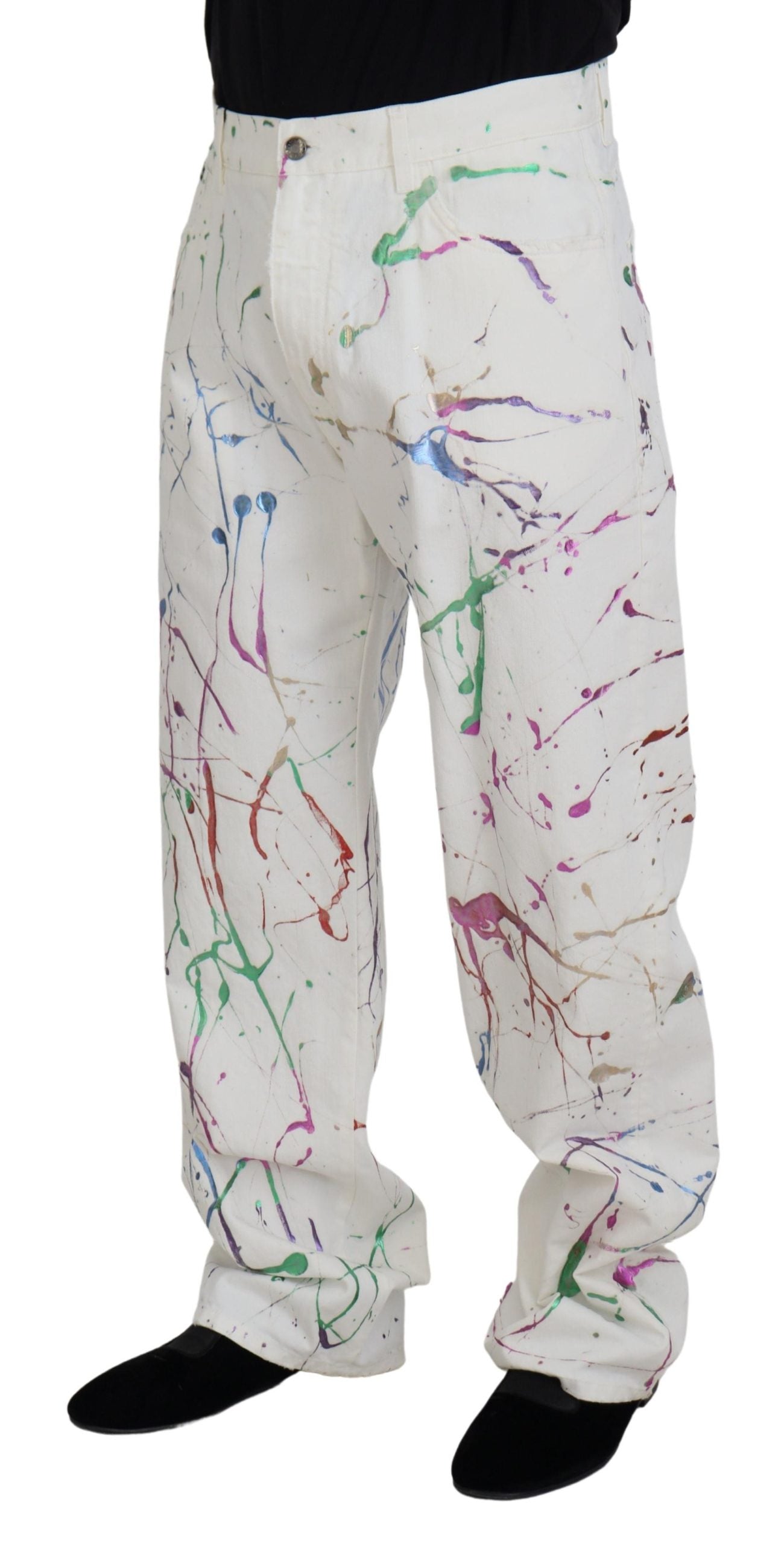 Dolce &amp; Gabbana Chic denim pants with white splash print