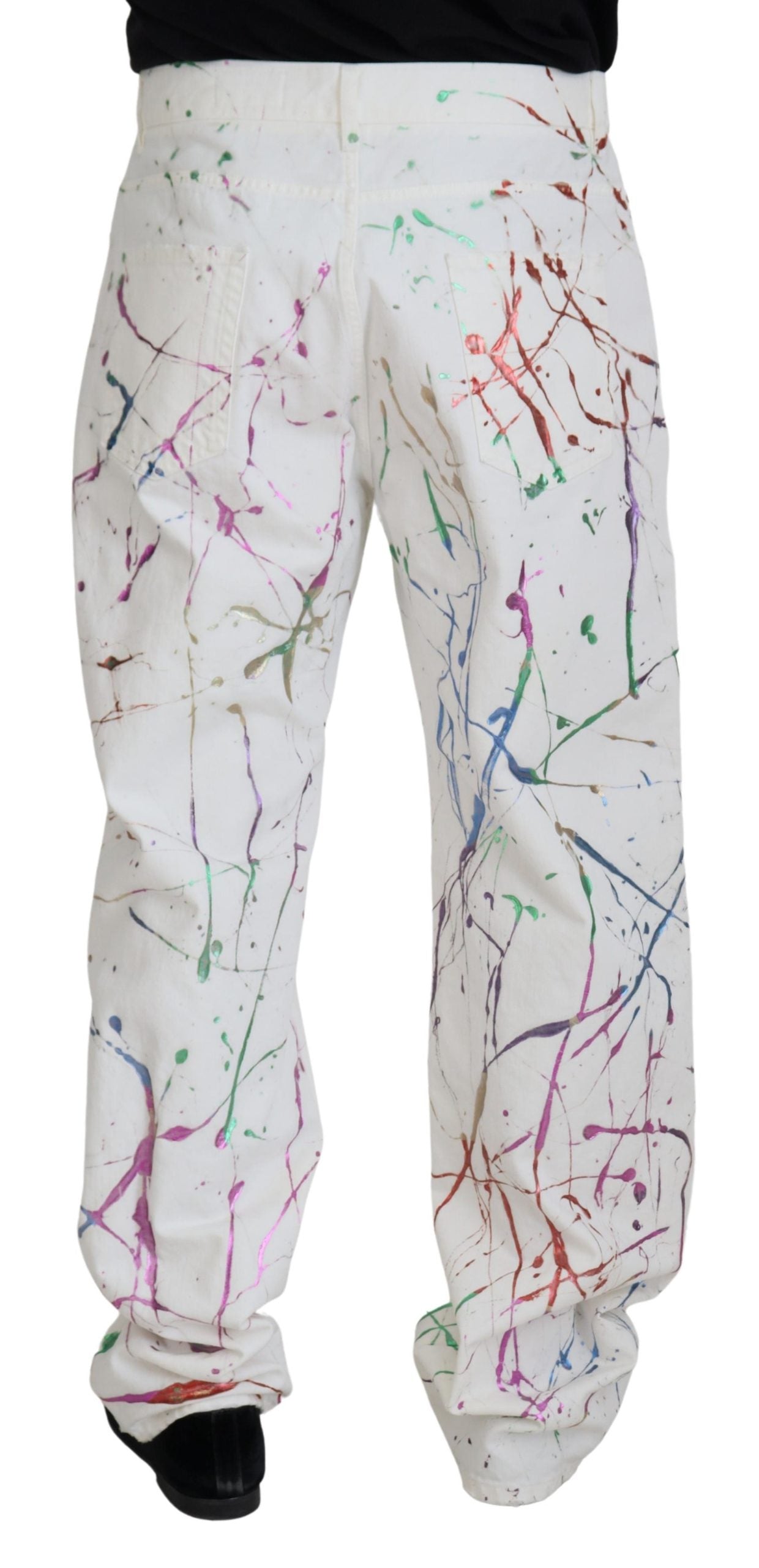 Dolce &amp; Gabbana Chic denim pants with white splash print