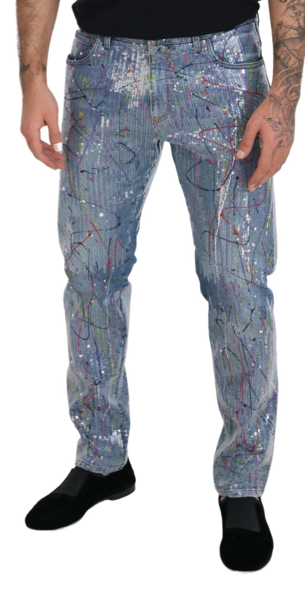 Dolce &amp; Gabbana Exquisite Color Splash Denim Pants