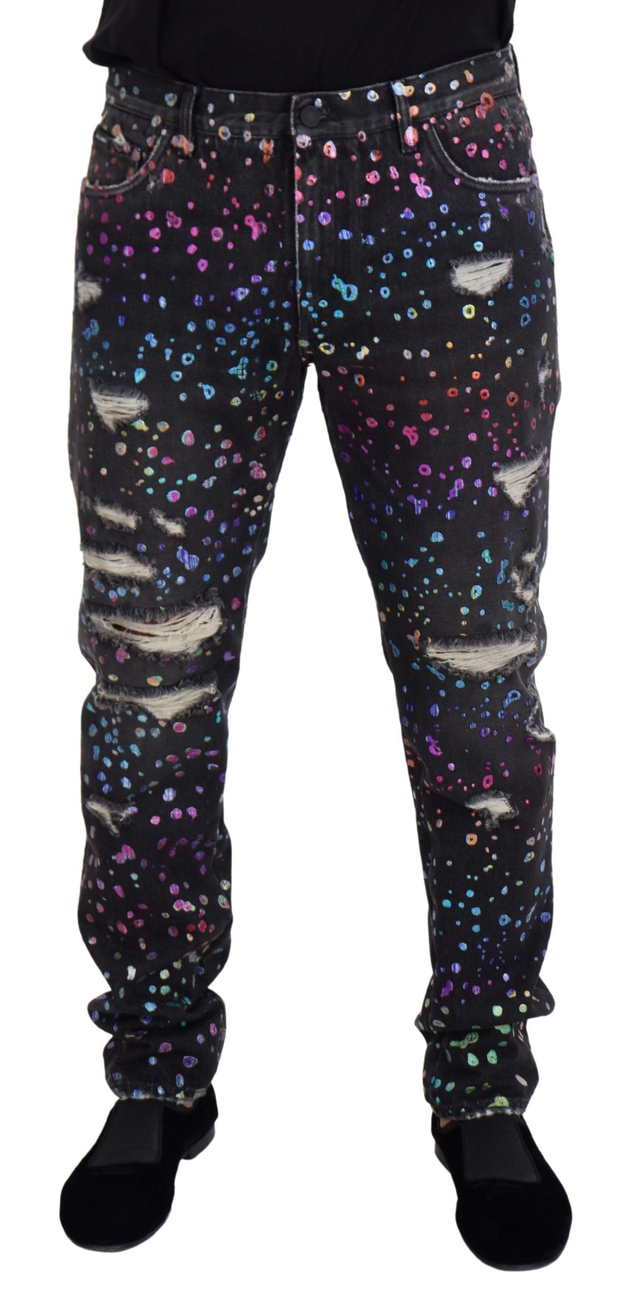 Dolce &amp; Gabbana Elegant multi-coloured printed denim trousers