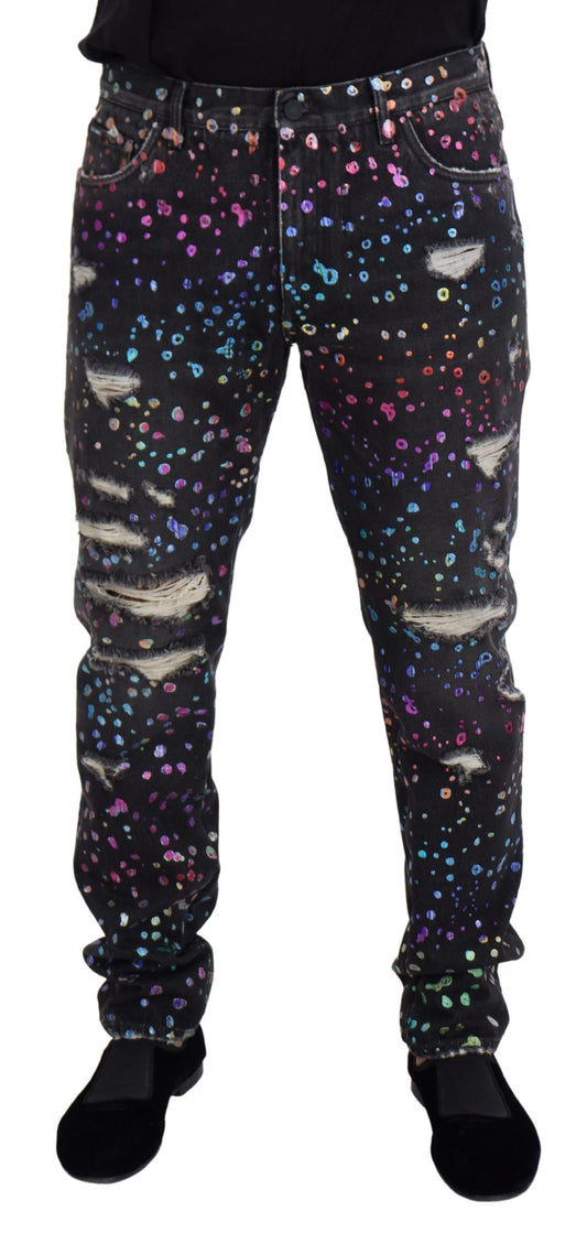 Dolce &amp; Gabbana Elegant multi-coloured printed denim trousers