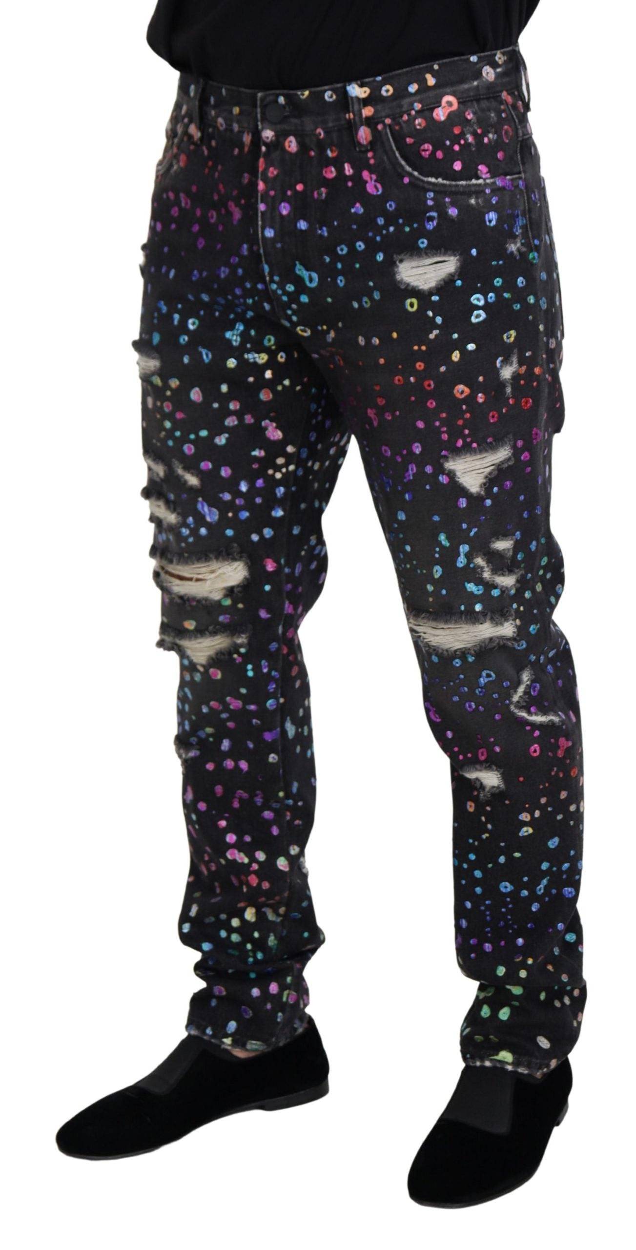 Dolce &amp; Gabbana Elegant multi-coloured printed denim trousers