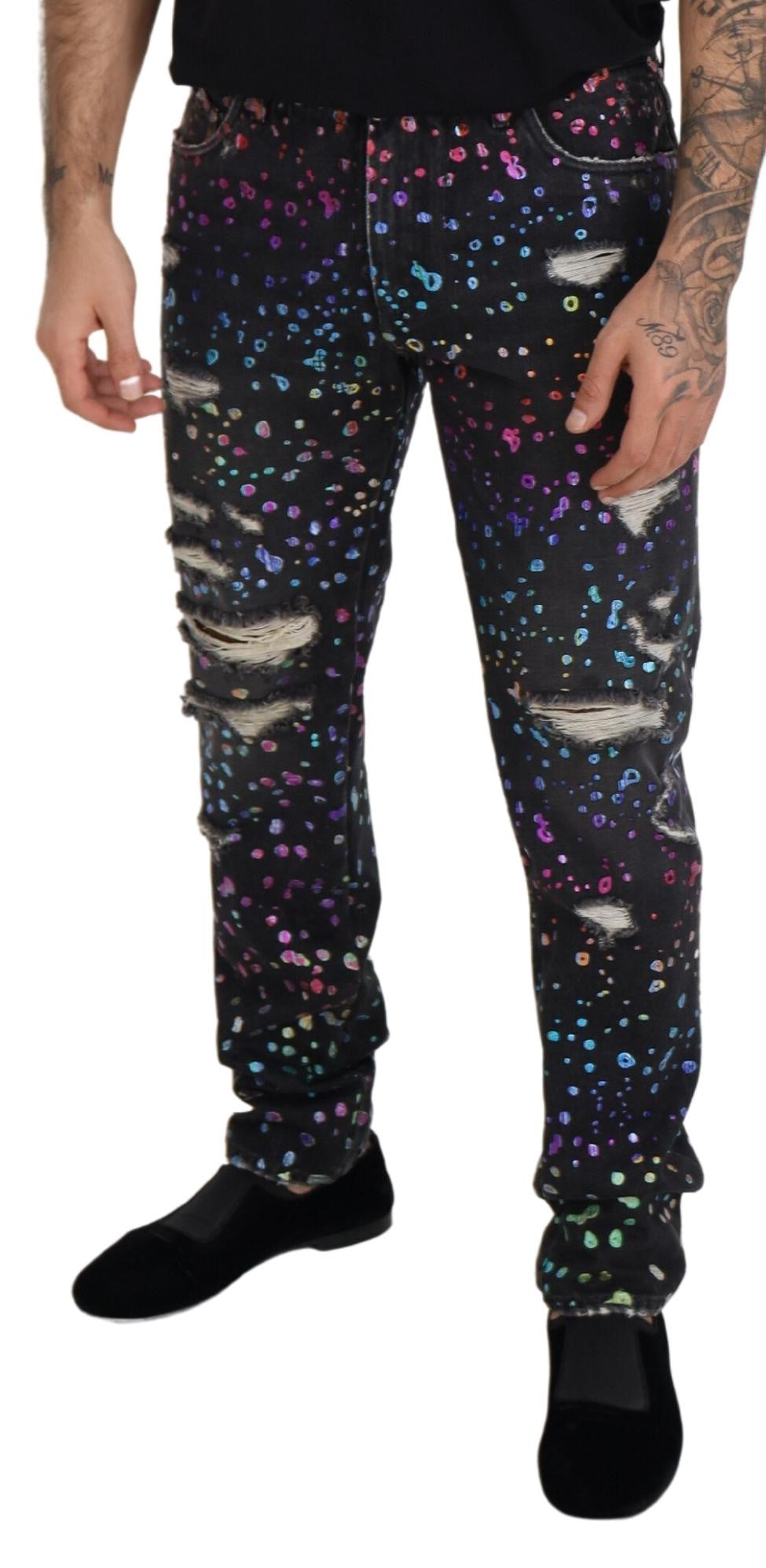 Dolce &amp; Gabbana Elegant multi-coloured printed denim trousers