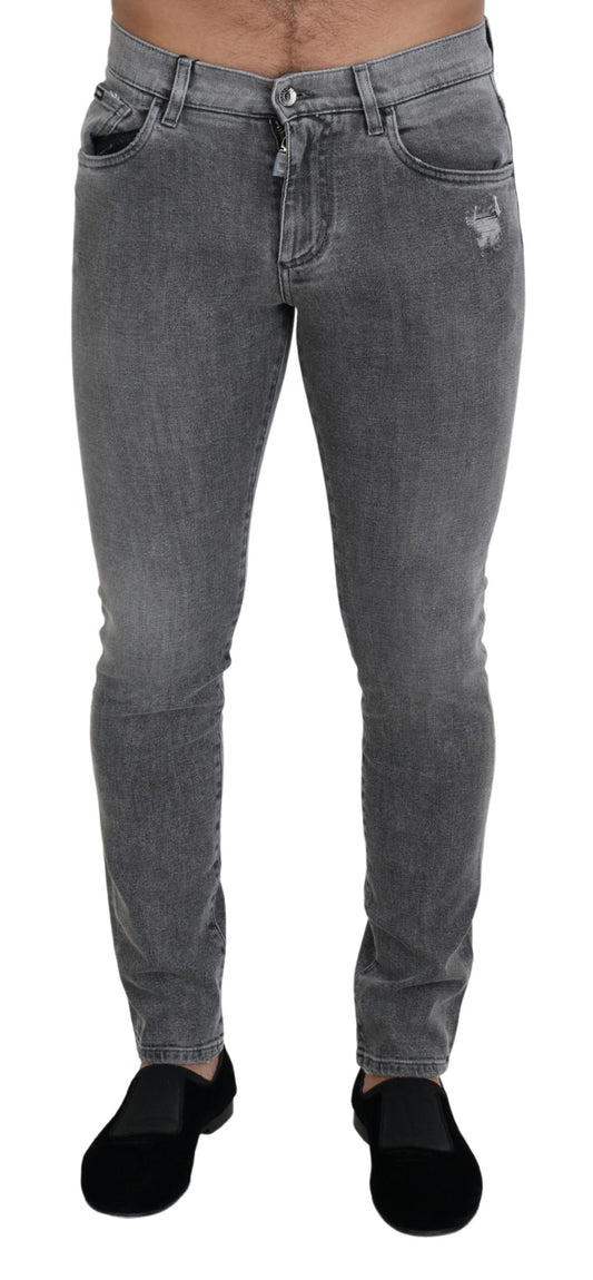 Dolce & Gabbana Schicke grau gewaschene Denim-Hose