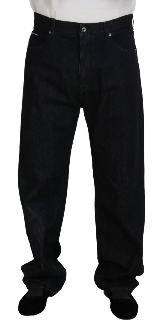 Dolce &amp; Gabbana Elegant Black Washed Denim Pants Luxe Cotton