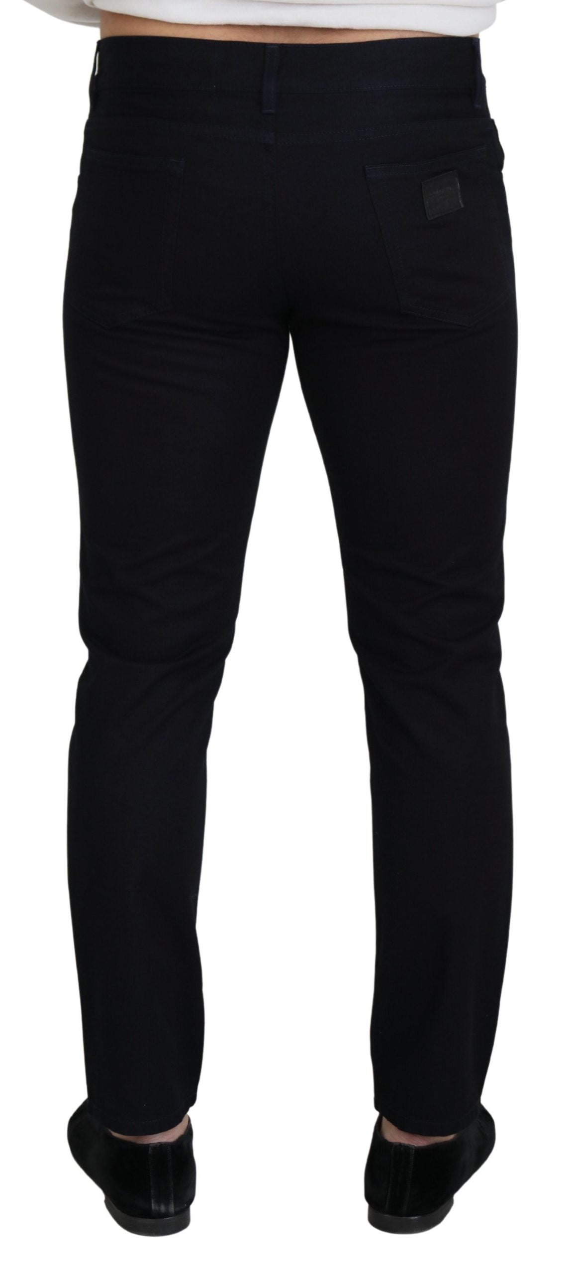 Dolce &amp; Gabbana Elegant Black Silk Blend Denim Pants