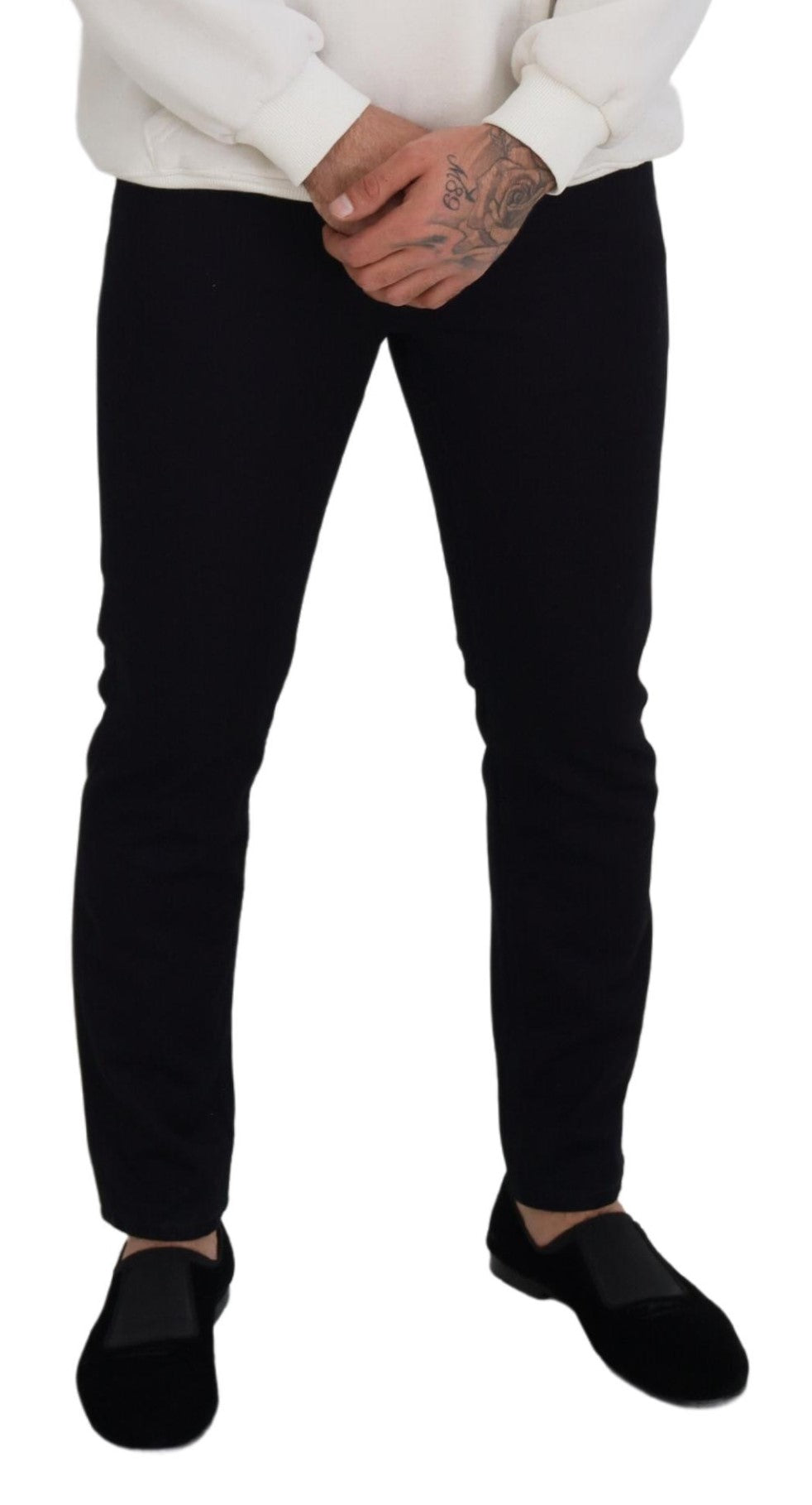 Dolce &amp; Gabbana Elegant Black Silk Blend Denim Pants