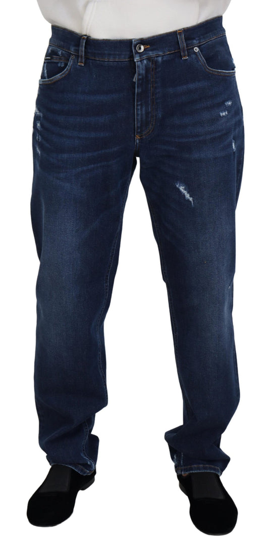 Dolce & Gabbana Elegante blau gewaschene Denim-Hose