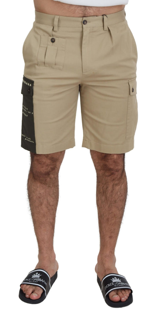 Dolce & Gabbana Elegante beigefarbene Designer-Shorts aus Baumwollmischung