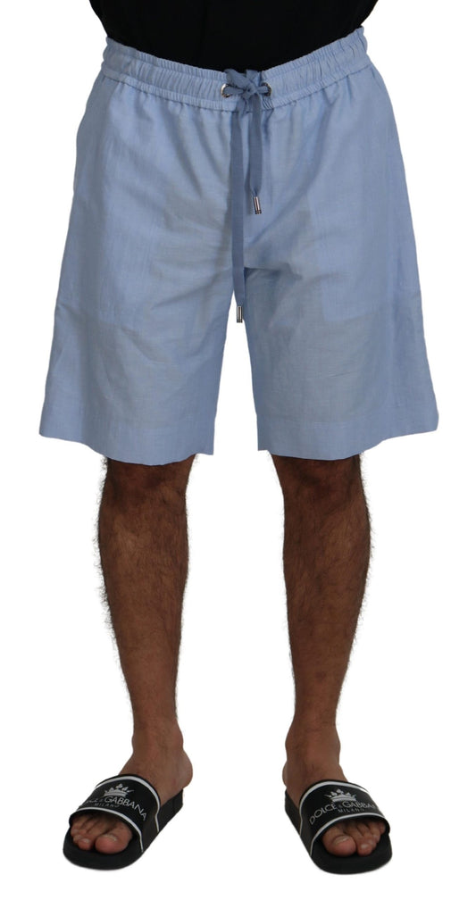 Dolce & Gabbana Elegante hellblaue Sommer-Shorts aus Leinen-Baumwolle