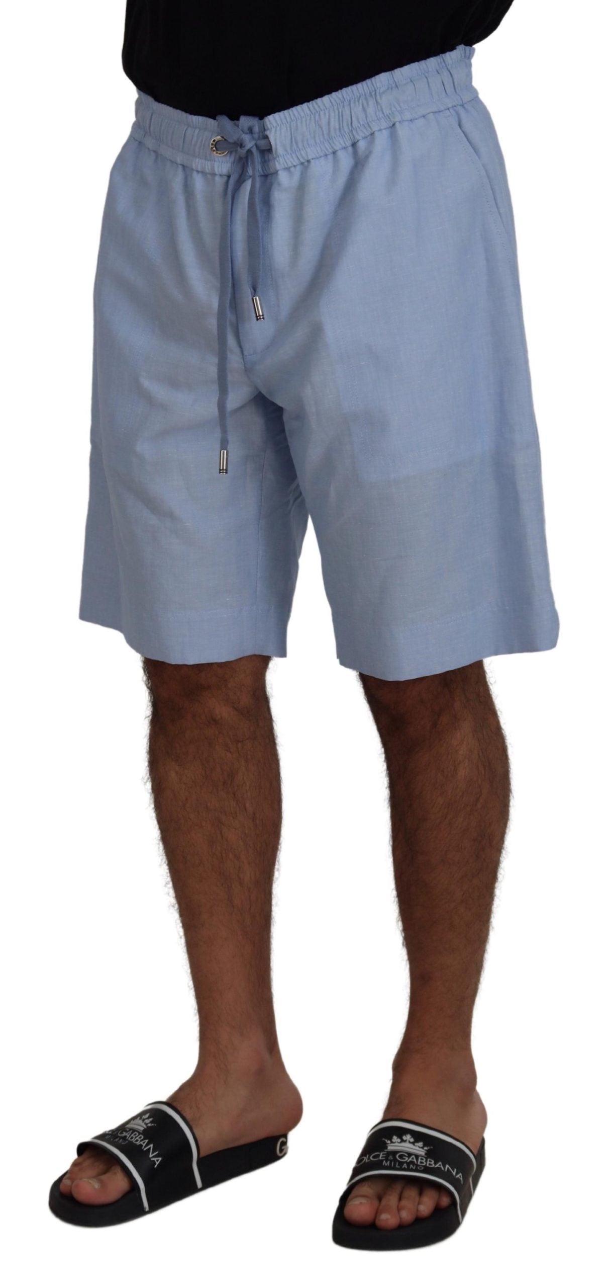 Dolce & Gabbana Elegante hellblaue Sommer-Shorts aus Leinen-Baumwolle