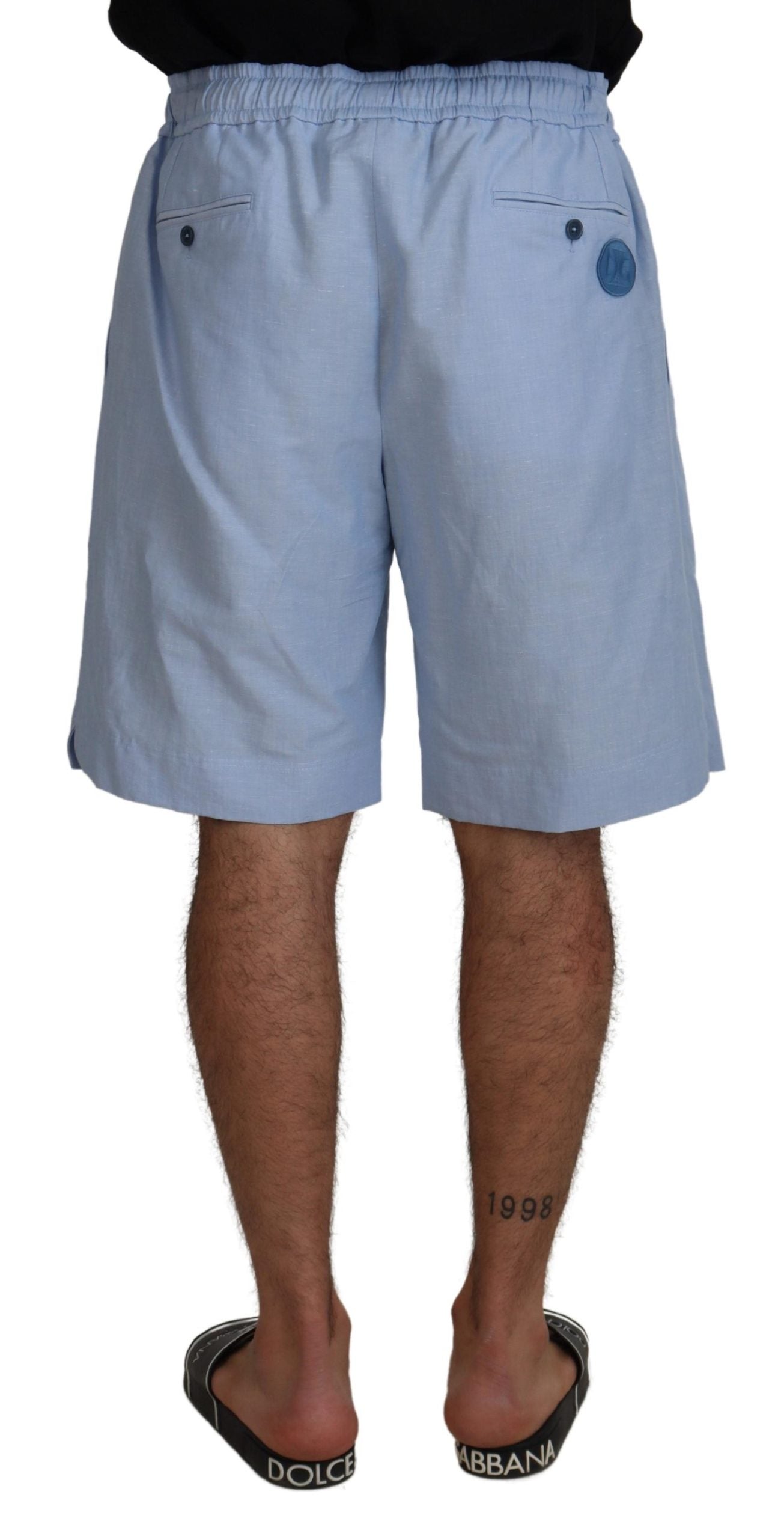 Dolce & Gabbana Elegante hellblaue Sommer-Shorts aus Leinen-Baumwolle