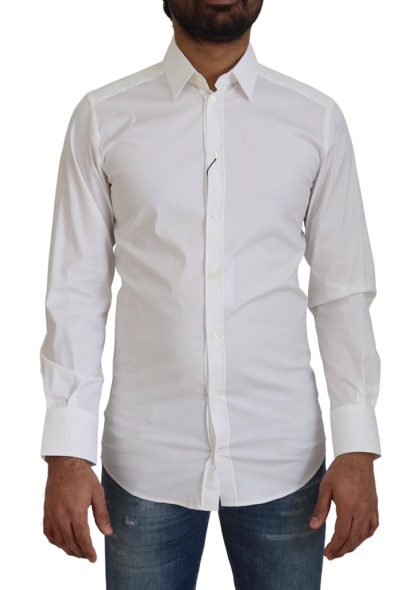 Dolce &amp; Gabbana Iridescent White Slim Fit -paita