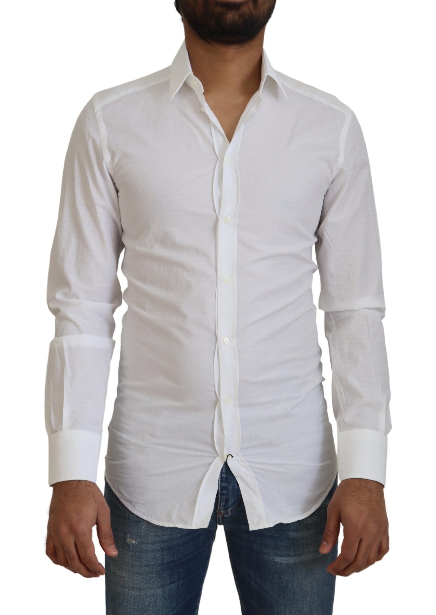 Dolce &amp; Gabbana Elegant White Cotton Shirt Slim Fit