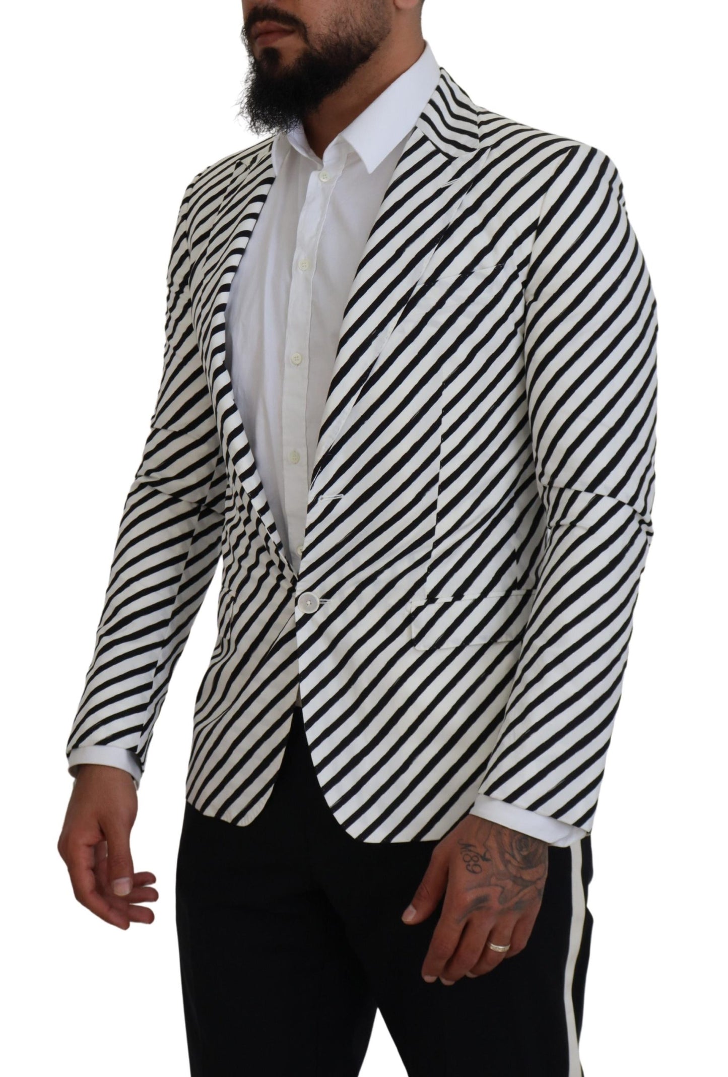 Dolce &amp; Gabbana Elegant white striped single-breasted blazer